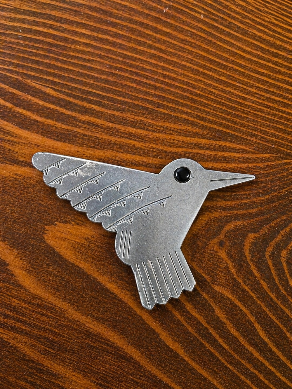 VTG Peweter Hummingbird  Brooch Stamped JJ1988